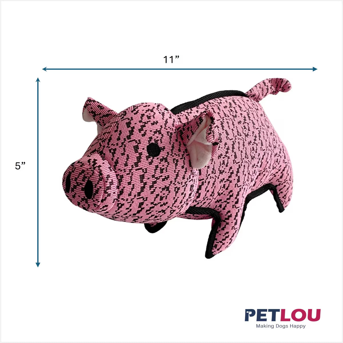 Petlou Farmhouse Pig Squeaky Plush Dog Toy, Pink, 11-in