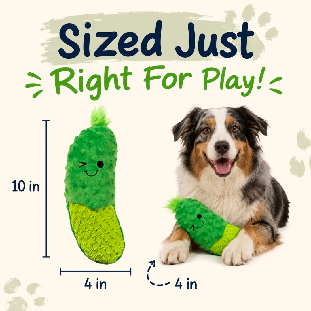 GoDog Tough N Texture Dillbert Pickle Chew Guard Technology Plush & Textured Silicone Squeaky Dog Toy