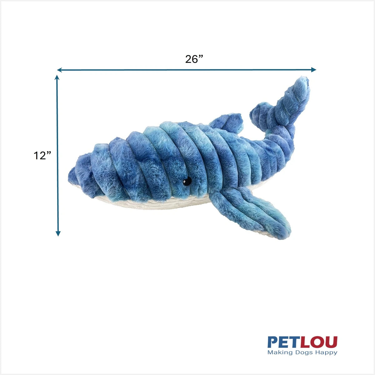 Petlou Whale Squeaky Plush Dog Toy 26-in