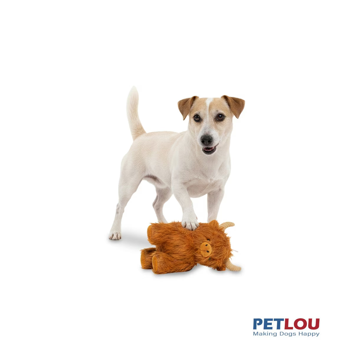 Petlou Golden Highland Cow Squeaky Plush Dog Toy, 12-in