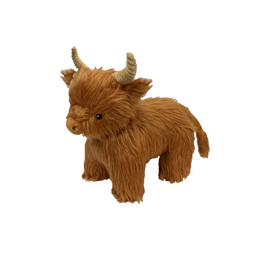 Petlou Golden Highland Cow Squeaky Plush Dog Toy, 12-in