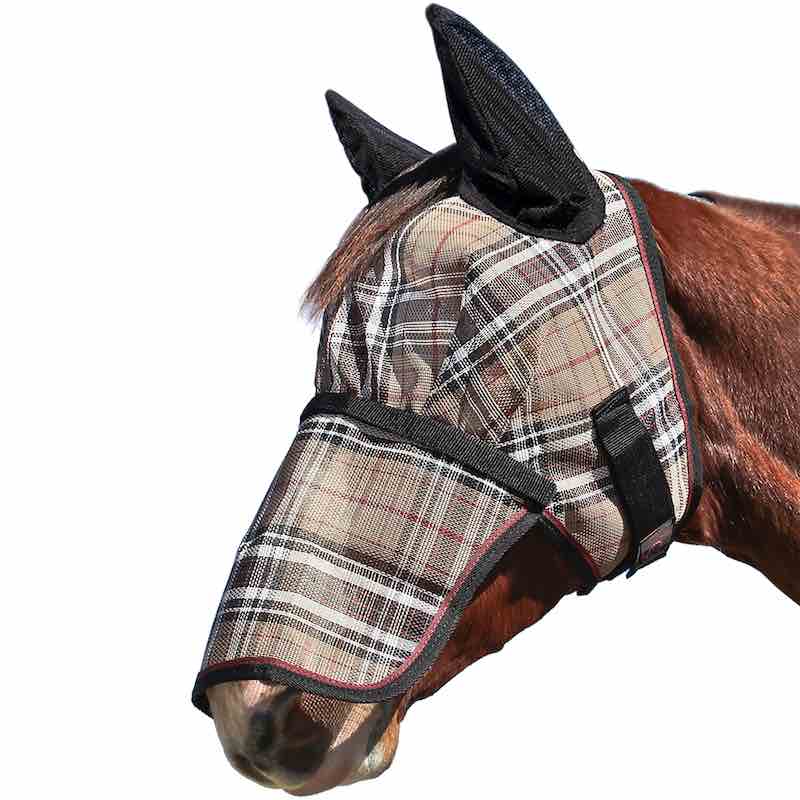 Fly Mask with Removable Nose and Soft Mesh Ears - 73% UV Blocking