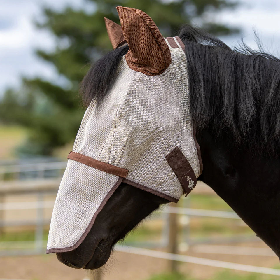 Draft Fly Mask with Removable Nose, Soft Mesh Ears & Forelock Opening - 73% UV Blocking