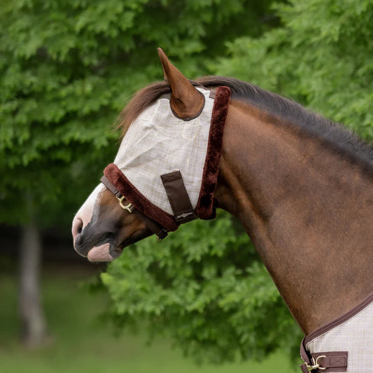 Mini/Pony Fly Mask with Fleece Trim & Dual Ear Openings - 73% UV Blocking