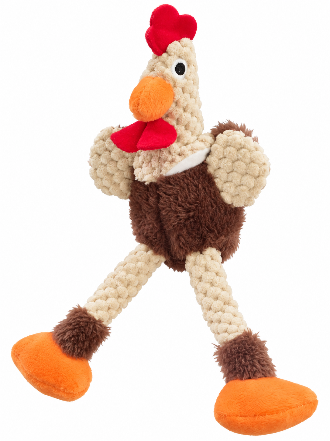 GoDog Checkers Chew Guard Skinny Rooster Squeaky Plush Dog Toy, Mini