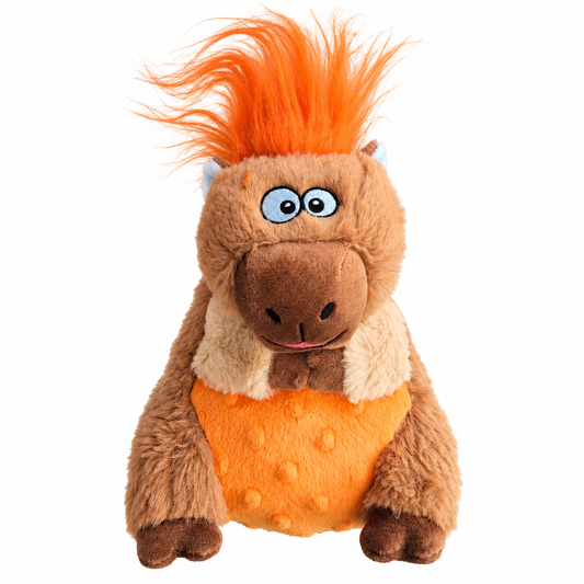 GoDog Silent Squeak Capybara Chew Dog Toy, Brown/Orange, Medium
