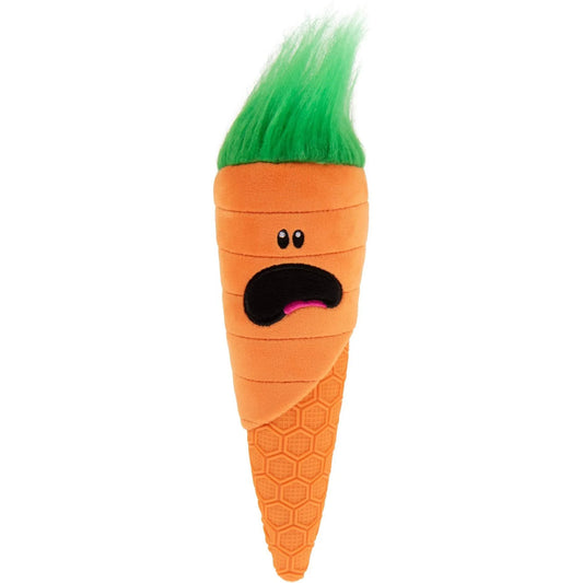 GoDog Orange Tough N Texture Carrot Durable Plush & Textured Silicone Squeaky Dog Toy with Chew Guard Technology, Small